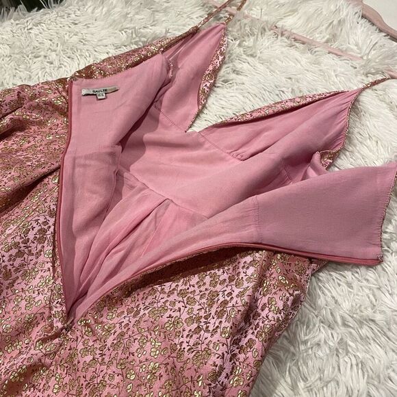 Sau Lee Ada Formal Maxi Gown in Pink Gold Floral Jacquard Size 14 - Picture 8 of 8